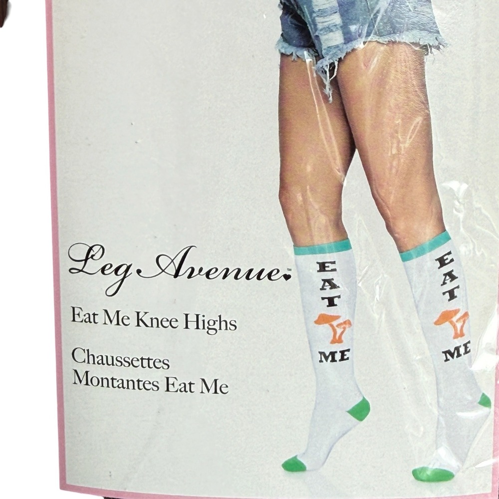 Leg Avenue Womens Knee High Socks OS Eat Me Mushroom Trippy Festival Whimsical